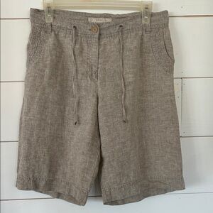 Brax Linen Khaki Drawstring Shorts Size 29